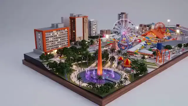 Vídeo de um anúncio da CG Seguros: maquete animada de Campina Grande em festa