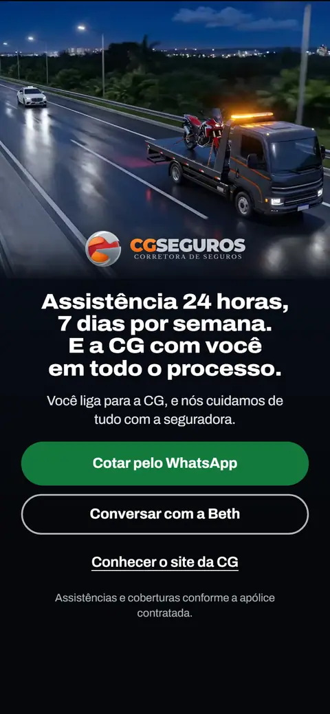 Página de campanha sobre assistência 24 horas, com o vídeo do guincho à noite